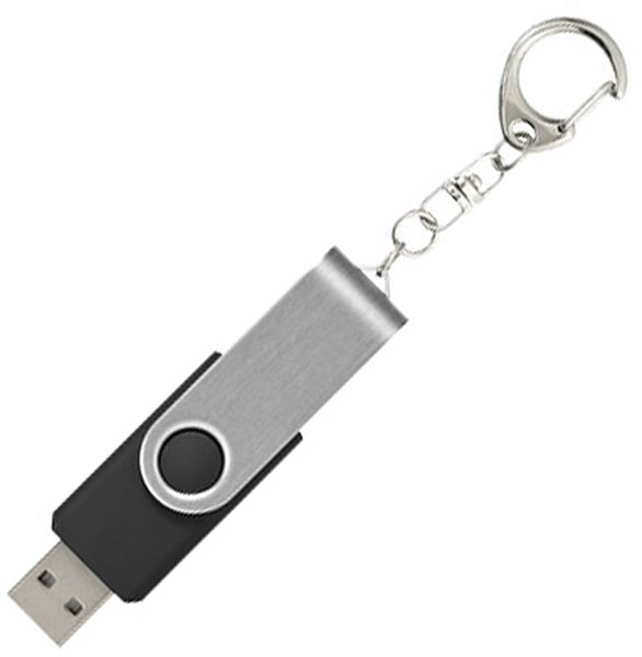 Obrázky: Twister stříbr.-černý USB flash disk,přívěsek,4GB