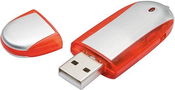 Obrázky: Memory stříbrno-červený USB flash disk, krytka 4GB
