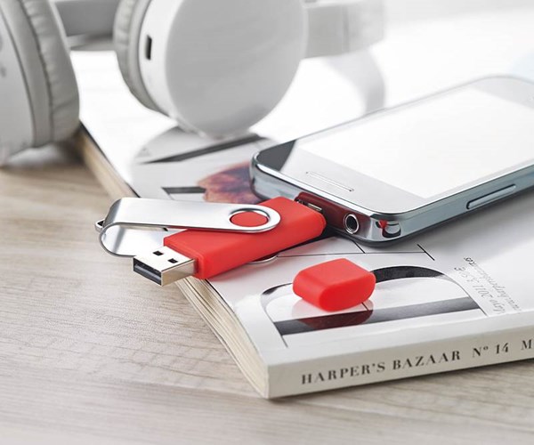 Obrázky: OTG Twister flash disk 4 GB s micro USB,červený, Obrázek 2
