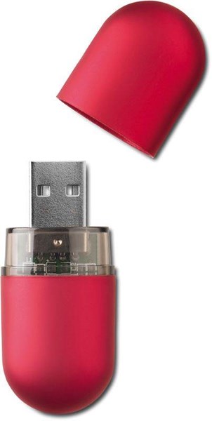 Obrázky: Infocap červený oválný USB flash disk s očkem, 4GB, Obrázek 2