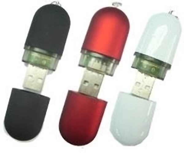 Obrázky: Bílý USB flash disk ve tvaru kapsle, 4GB
