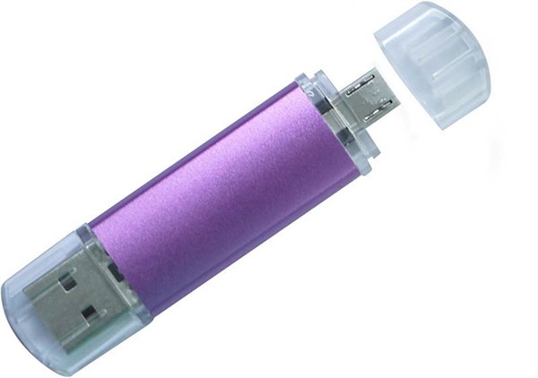 Obrázky: Hliníkový OTG flash disk 4GB s mikro USB, fialový