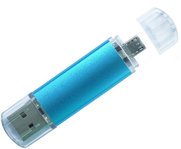 Obrázky: Hliníkový OTG flash disk 4GB s mikro USB, modrý