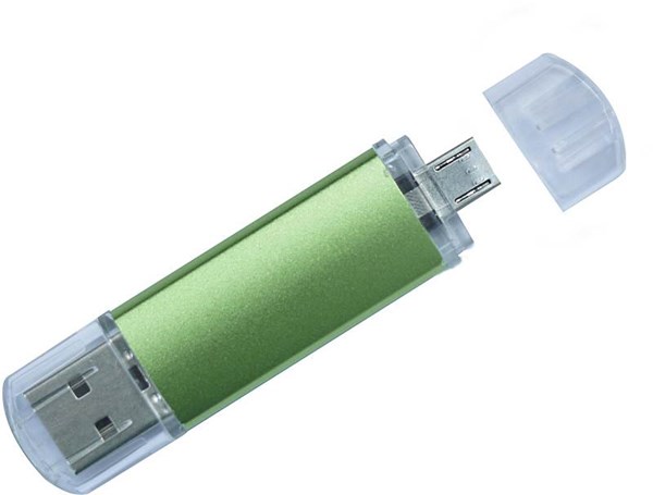 Obrázky: Hliníkový OTG flash disk 4GB s mikro USB, zelený