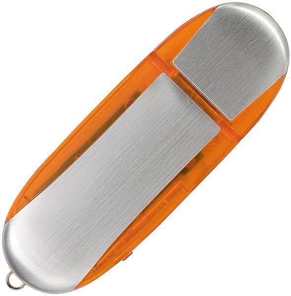 Obrázky: Memory stříbrno-oranžový USB flash disk,krytka 4GB, Obrázek 2
