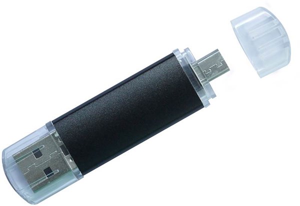 Obrázky: Hliníkový OTG flash disk 4GB s mikro USB, černý