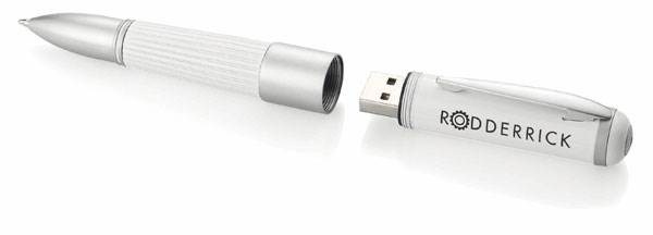 Obrázky: Bílé kuličkové pero/USB flash disk 4GB 2v1