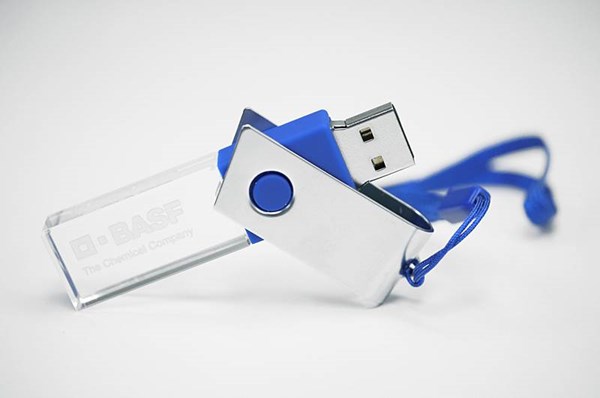 Obrázky: CRYSTAL ROTATE modrý USB flash disk 4GB s LED