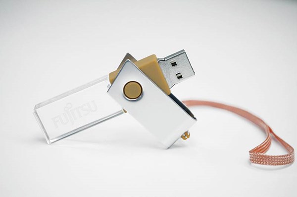 Obrázky: CRYSTAL ROTATE žlutý USB flash disk 4GB s LED