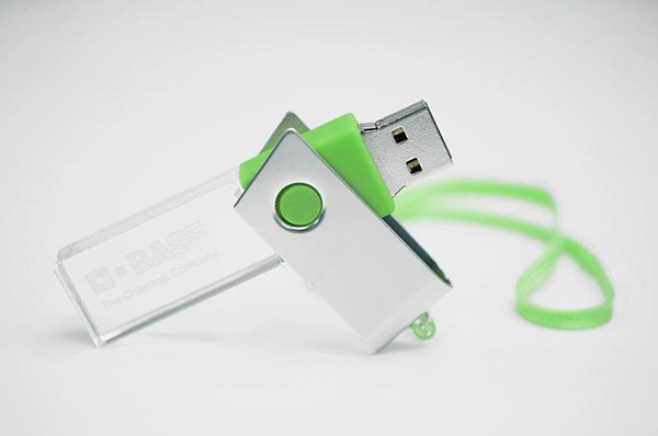 Obrázky: CRYSTAL ROTATE zelený USB flash disk 4GB s LED