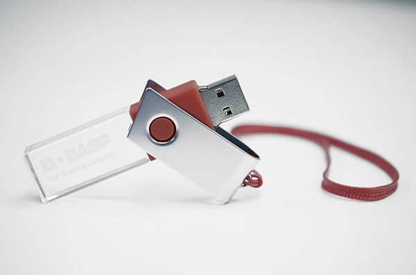 Obrázky: CRYSTAL ROTATE červený USB flash disk 4GB s LED