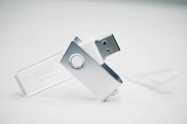 Obrázky: CRYSTAL ROTATE bílý USB flash disk 4GB s LED