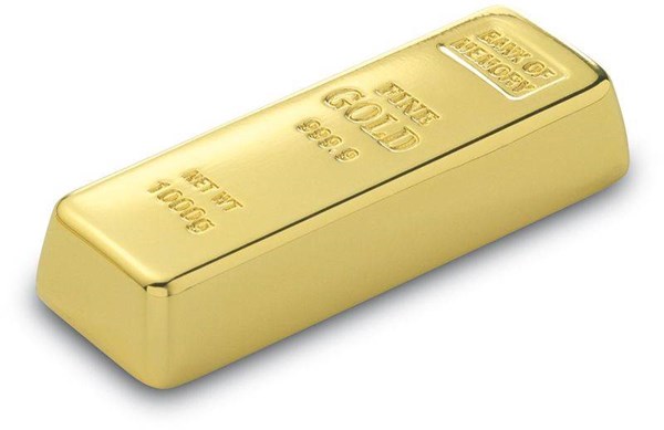 Obrázky: Memogold USB flash disk - tvar zlaté cihličky 8GB