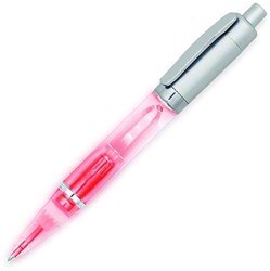 Obrázky: Transparentně červené kuličkové pero s LED diodou