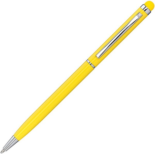 Obrázky: Žluté hliníkové kuličkové pero a stylus - ČN