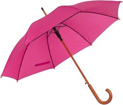 Obrázky: Růžový automatický deštník s dřevěnou rukojetí