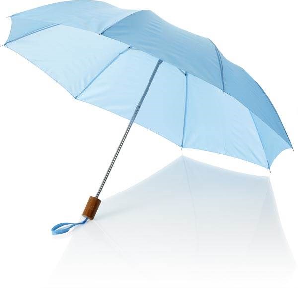 Obrázky: Světle modrý skládací deštník, rovná rukojeť