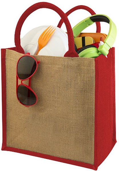 Obrázky: Jutová taška s lemováním v červené barvě, Obrázek 2