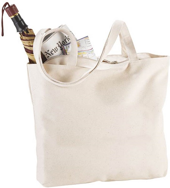 Obrázky: Přírodní nákupní taška na zip, 320g/m2, Obrázek 4