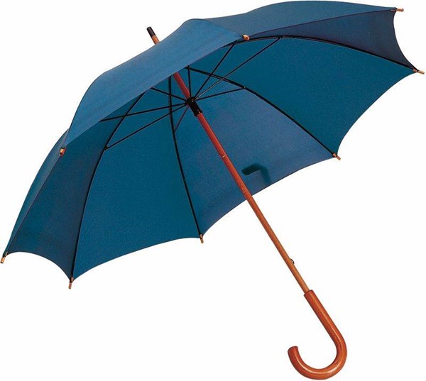 Obrázky: Námořně modrý klasický deštník s dřevěnou rukojetí, Obrázek 2