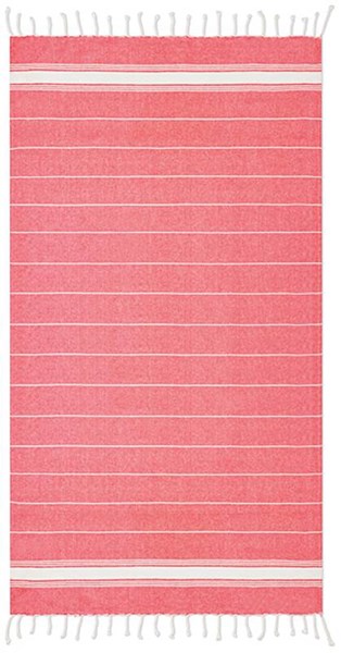 Obrázky: Světle červená bavlněná plážová osuška s třásněmi