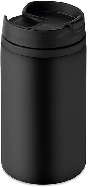 Obrázky: Černý dvoustěnný nerezový hrnek, objem 250 ml