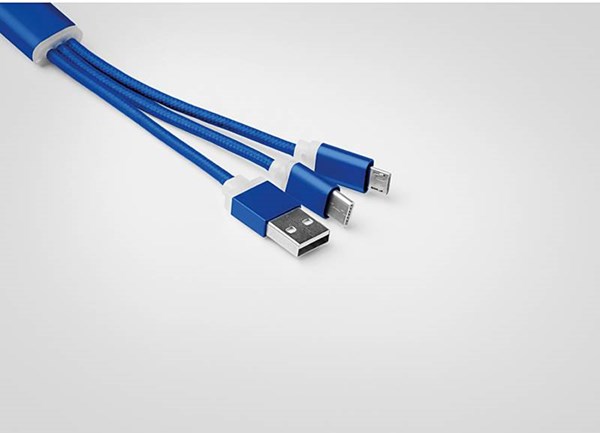 Obrázky: Nabíjecí kabel/klíčenka 3v1, modrý, Obrázek 4
