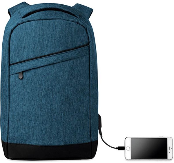 Obrázky: Elegantní modrý batoh s USB nabíjecím kabelem, Obrázek 2