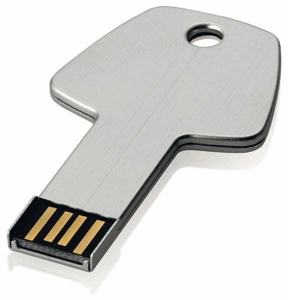 Obrázky: Stříbrný hliníkový USB flash disk 8GB, tvar klíče