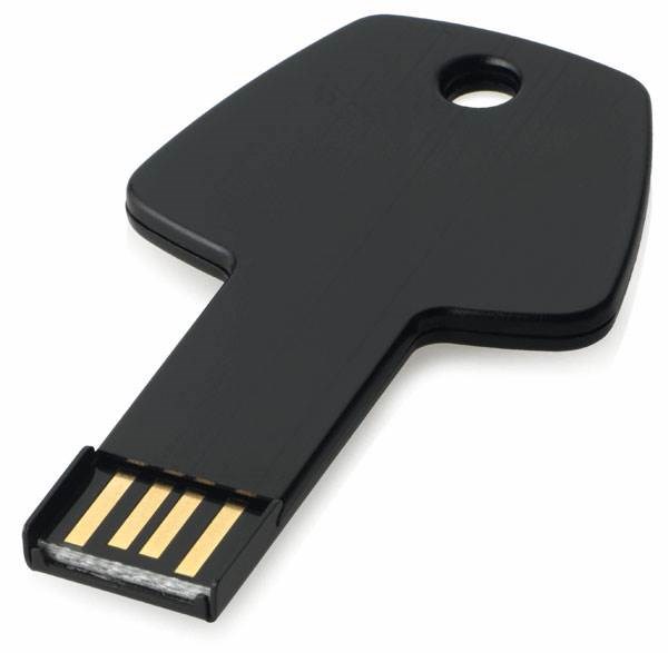 Obrázky: Černý hliníkový USB flash disk 8GB, tvar klíče