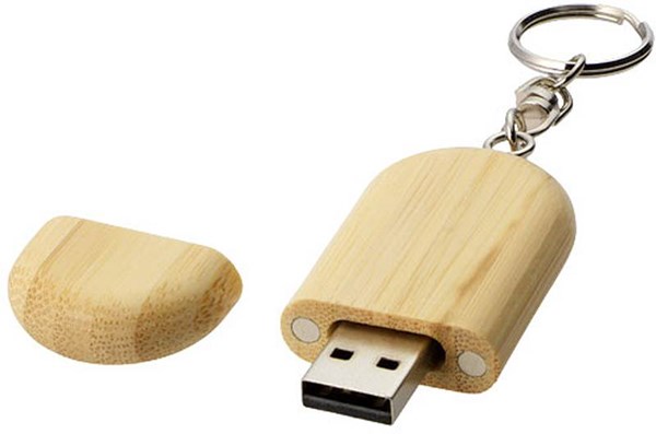 Obrázky: USB flash disk z bambusového dřeva 8GB s klíčenkou