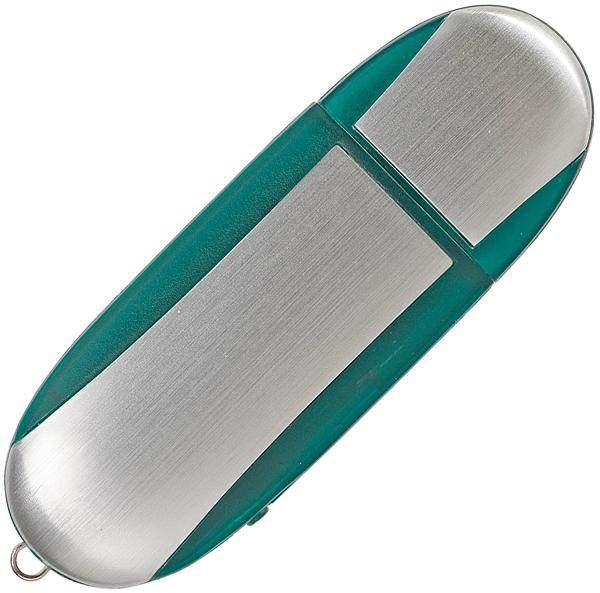 Obrázky: Memory stříbrno-zelený USB flash disk, krytka  8GB, Obrázek 2