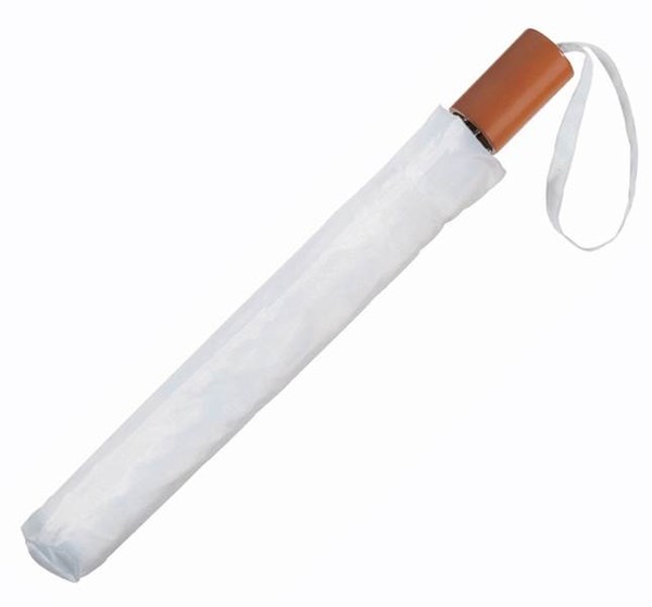 Obrázky: Bílý skládací deštník, rovná  rukojeť, Obrázek 2