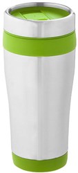 Obrázky: Zeleno-stříbrný dvouplášťový termohrnek 400 ml