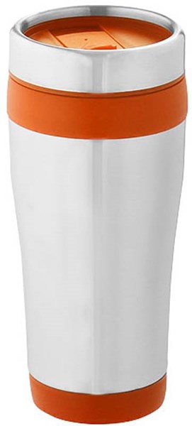 Obrázky: Oranžovo-stříbrný dvouplášťový termohrnek 400 ml