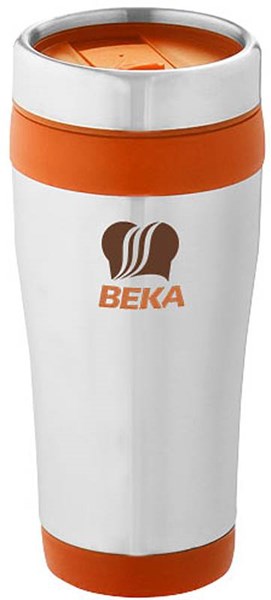Obrázky: Oranžovo-stříbrný dvouplášťový termohrnek 400 ml, Obrázek 5