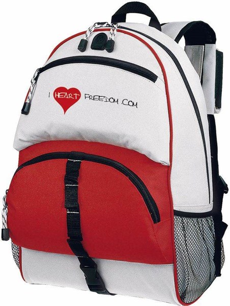 Obrázky: Trendy bílý batoh s červenou kapsou, Obrázek 2