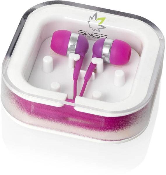 Obrázky: Růžová sluchátka v transparentní krabičce
