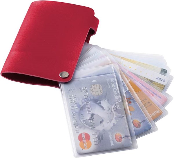 Obrázky: Červené koženkové pouzdro na 10 platebních karet