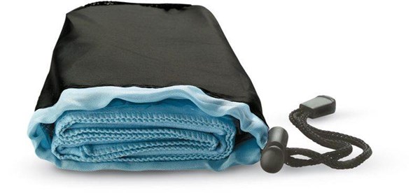 Obrázky: Světle modrý sportovní ručník v nylonovém sáčku, Obrázek 2