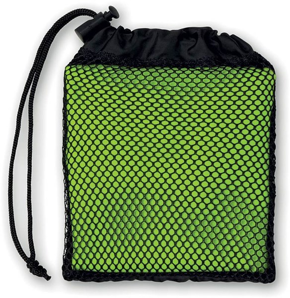Obrázky: Sportovní ručník se síťovým obalem limet. zelený
