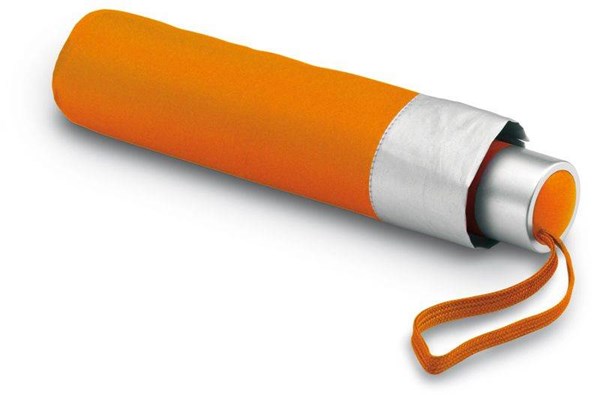 Obrázky: Oranžovo-stříbrný skládací deštník Cardif s váčkem
