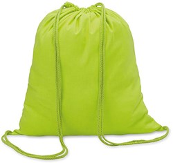 Obrázky: Limetkový bavlněný batoh  se stahovací šňůrou