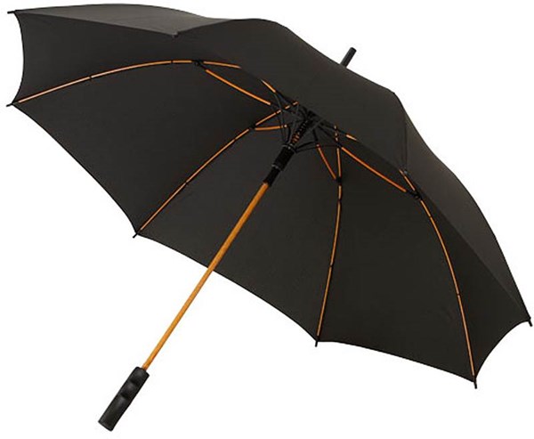 Obrázky: Černý autom. deštník 23" s oranžovými doplňky