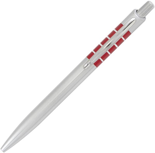 Obrázky: Stříbrné kul.pero Tiko silver s červenými kroužky