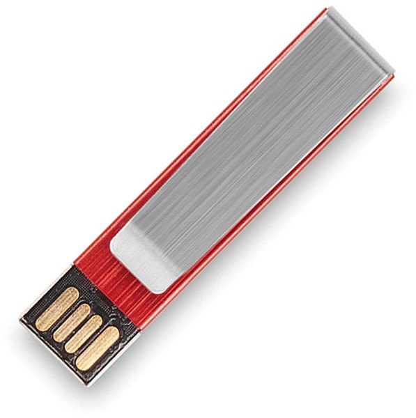 Obrázky: Červený hliníkový flash disk 16GB s klipem