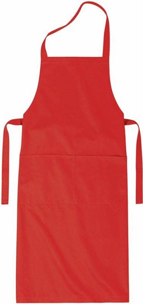 Obrázky: Červená kuchařská zástěra s popruhem kolem krku