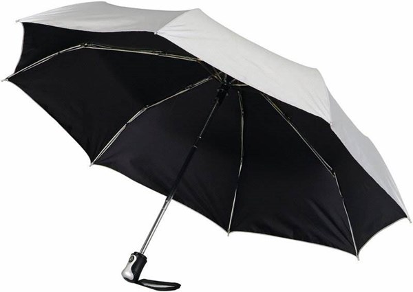 Obrázky: Stříbrno-černý automatický skládací deštník