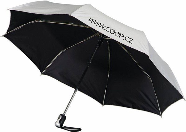 Obrázky: Stříbrno-černý automatický skládací deštník, Obrázek 2