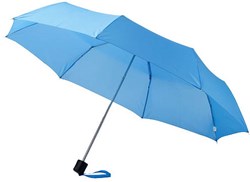 Obrázky: Modrý třídílný skládací deštník mechan.